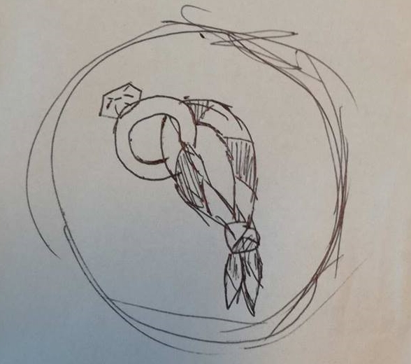 en tegning af et tørklæde med en ring på